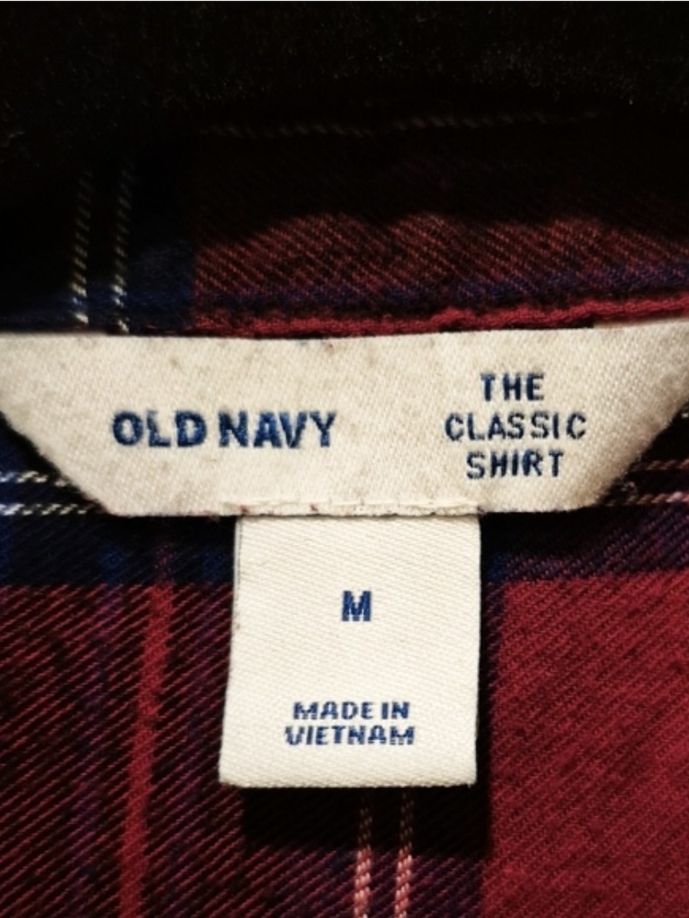 Old Navy The Classic Shirt Women’s M Red Navy Plaid Button Down - Picture 3 of 5